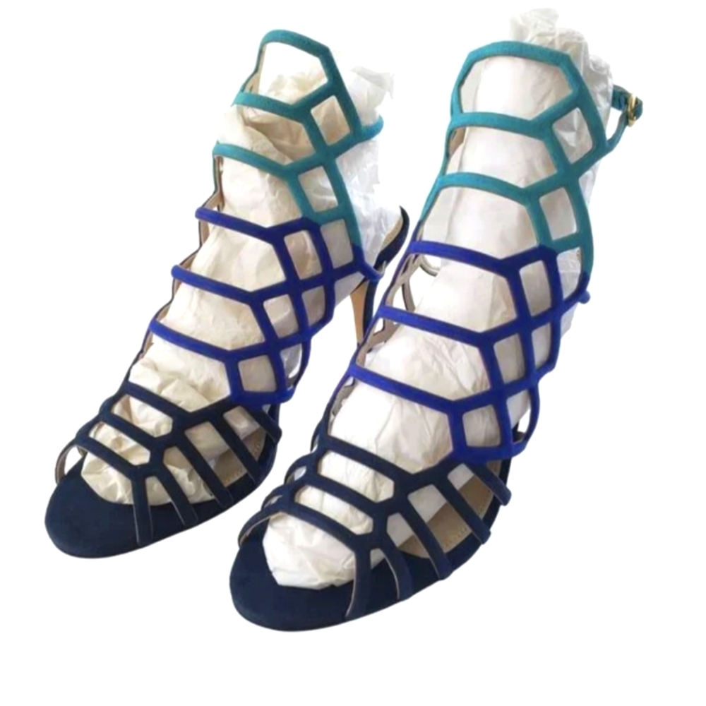 Vince Camuto Paxton Caged Dress Sandal Blue Ombre Size 8.5 M Strappy Heels NWT